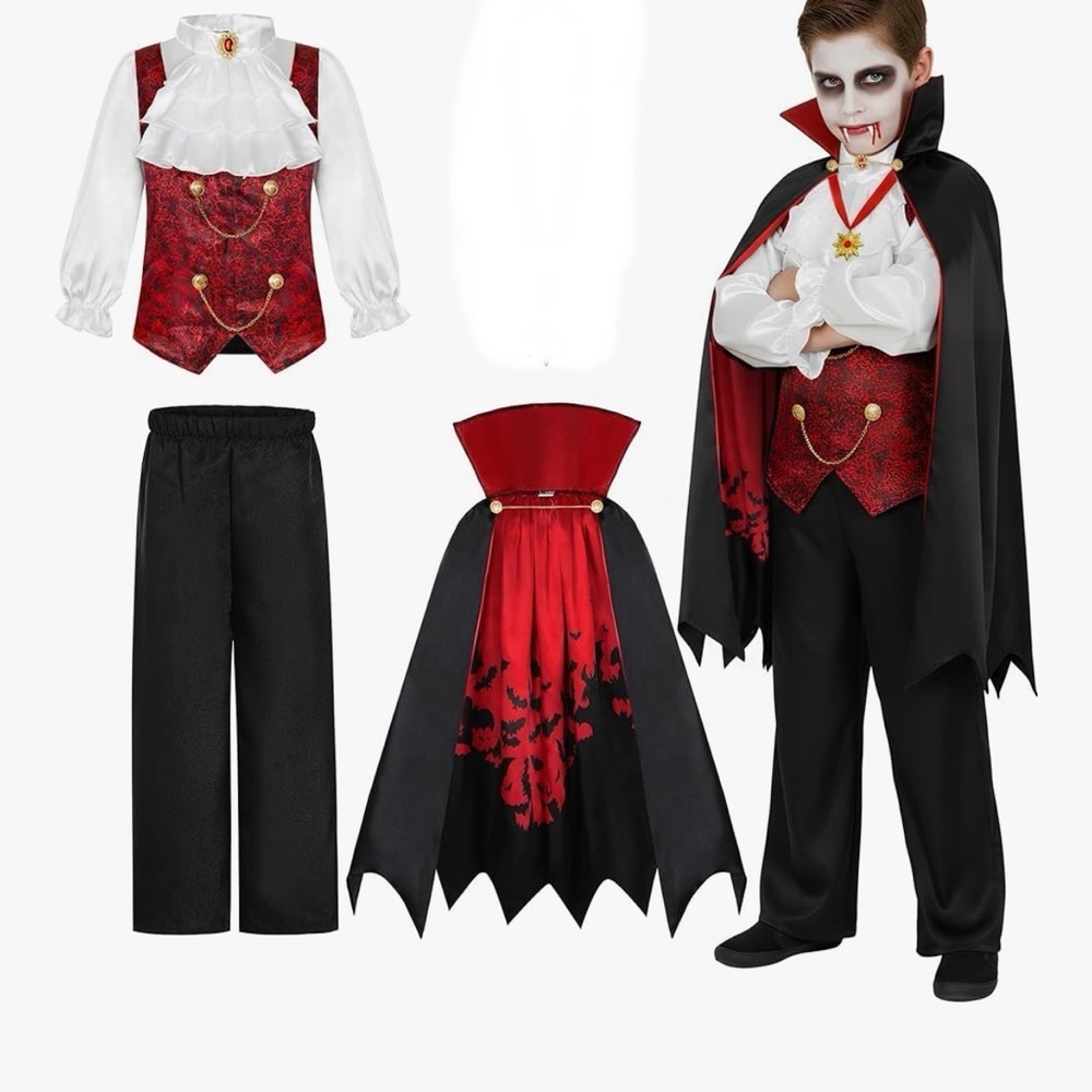 Vampire Costume for Kids - Black and Red - Picture 2 of 2
